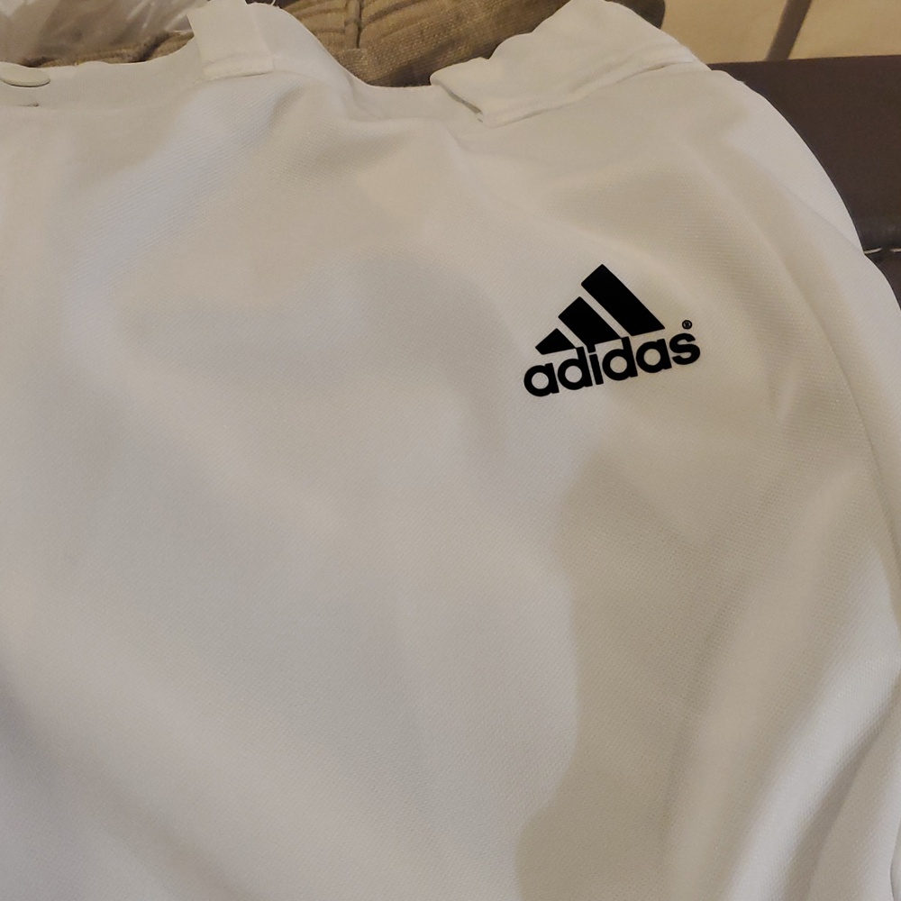 adidas White Tag with Black Logo and Icons